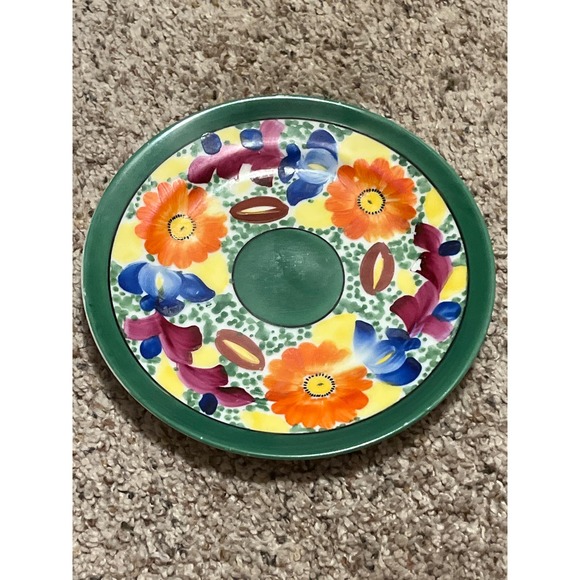 Vintage Meito China Bread Butter  Plate  Japan Hand Painted Green Orange Flower - Picture 3 of 6